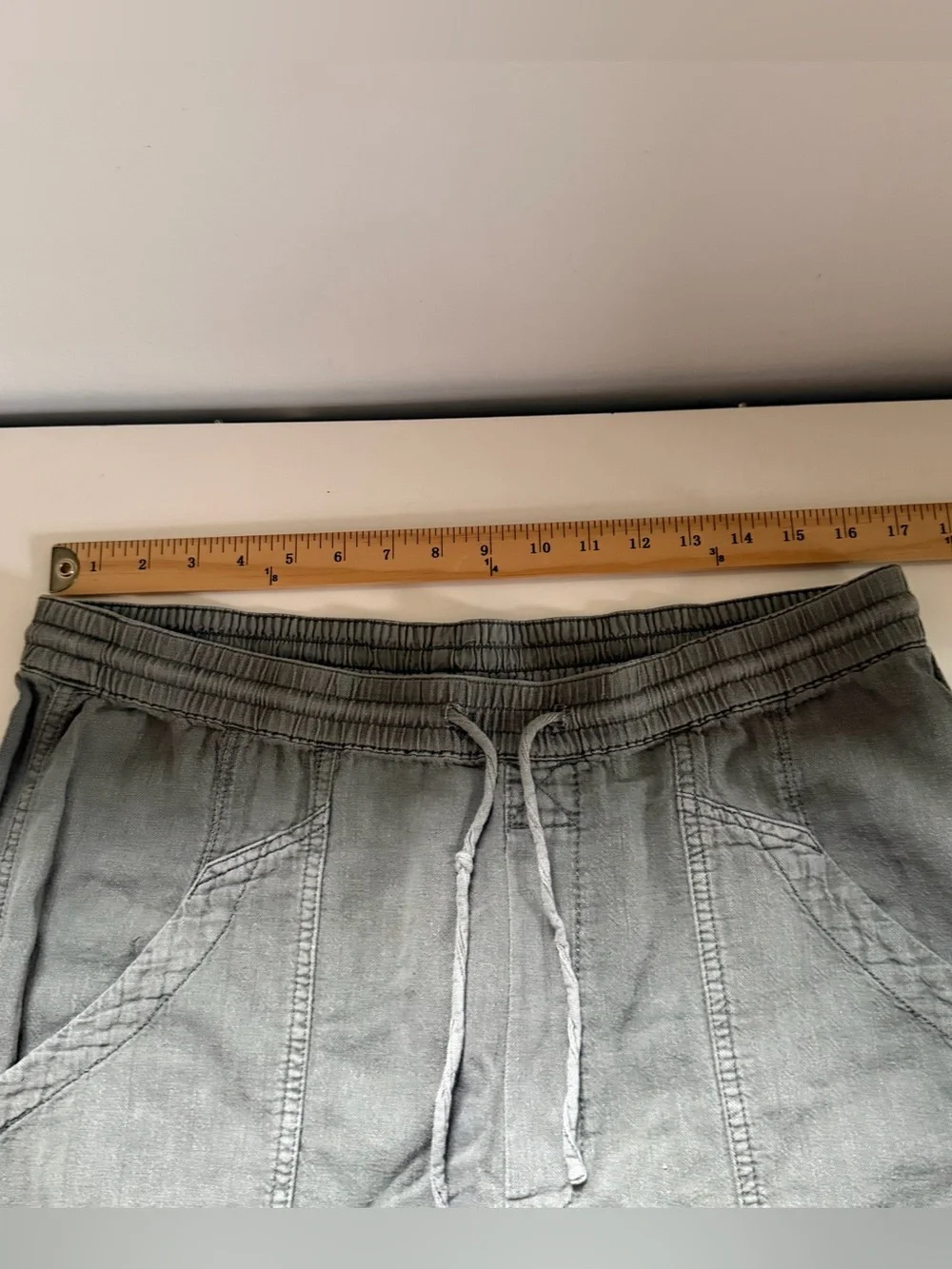 Free People Pants Feelin Good Utility Pull On Linen Blend Olive Green Size Larhe